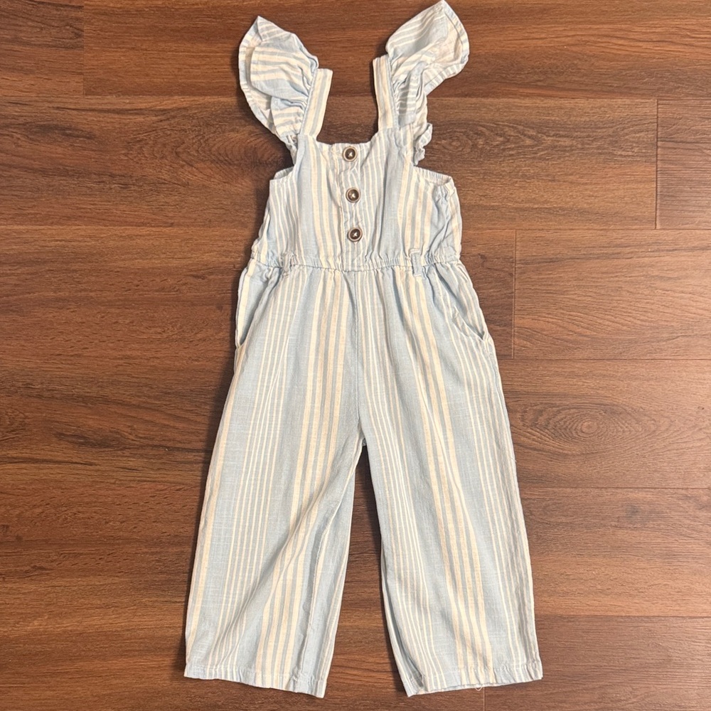 Jessica Simpson Blue and White Striped Kids Romper